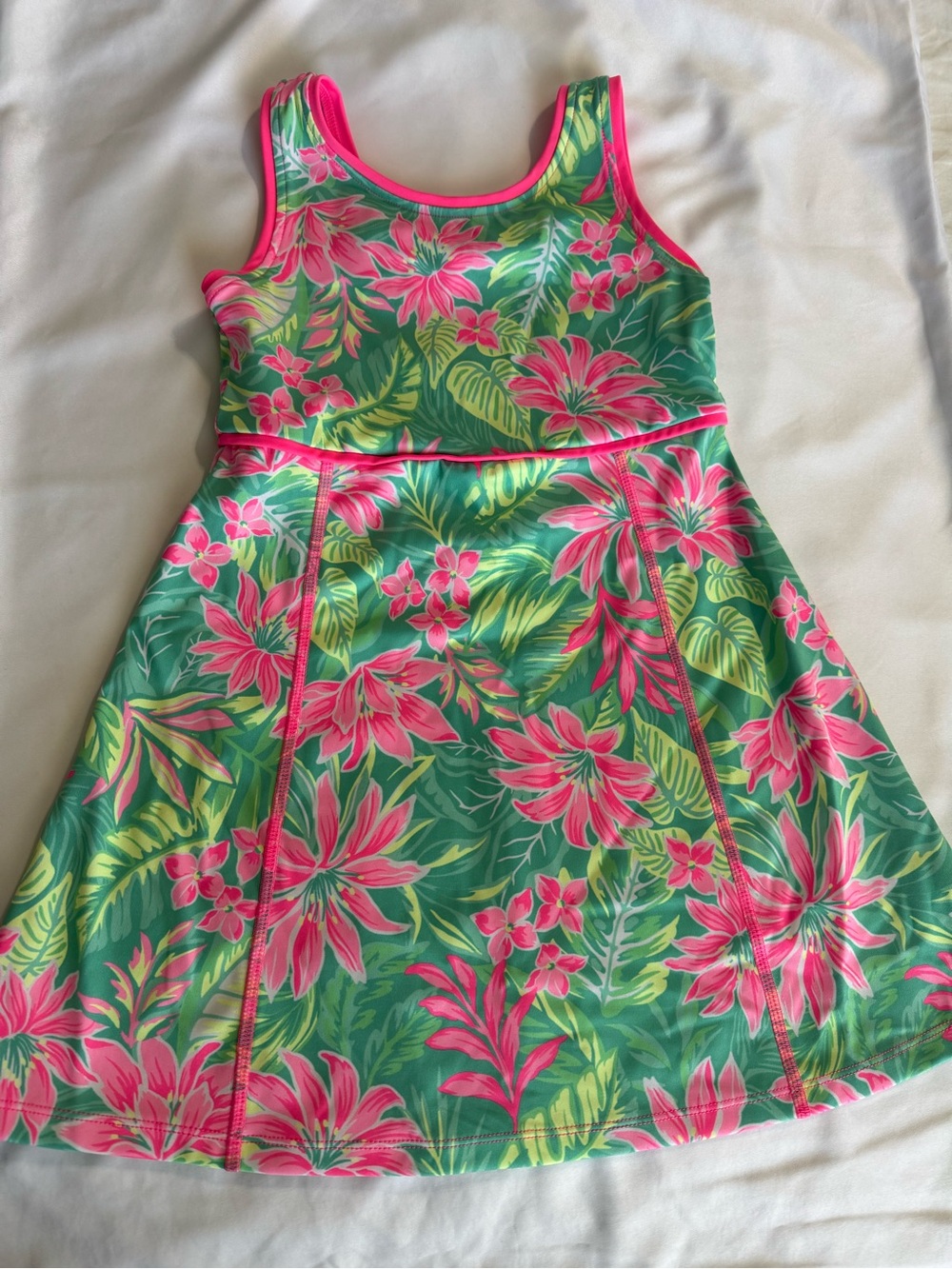 Tommy Bahama Green Dress with Pink Floral Print